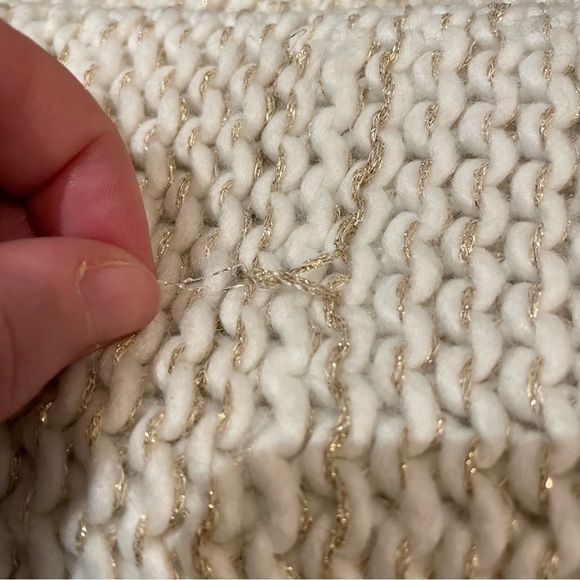 Fossil Soft Knit Infinity Scarf in Cream with Gold Metallic OS - Picture 8 of 9